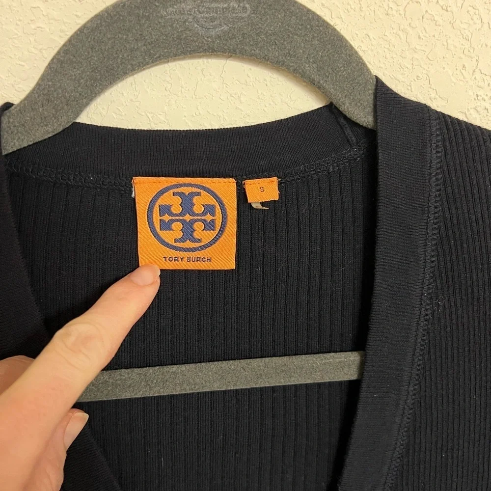 Tory Burch Dark Blue Cardigan with Gold Accents